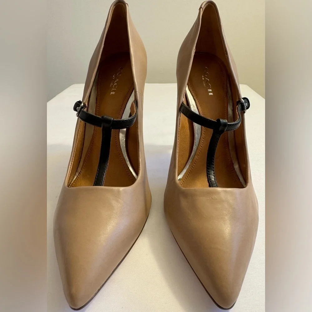 Coach Women’s Fulton T-Strap Leather Pumps Size 8M - Picture 2 of 9